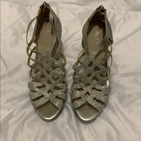 Aldo Shoes Silver Glitter Aldo Heels Poshmark